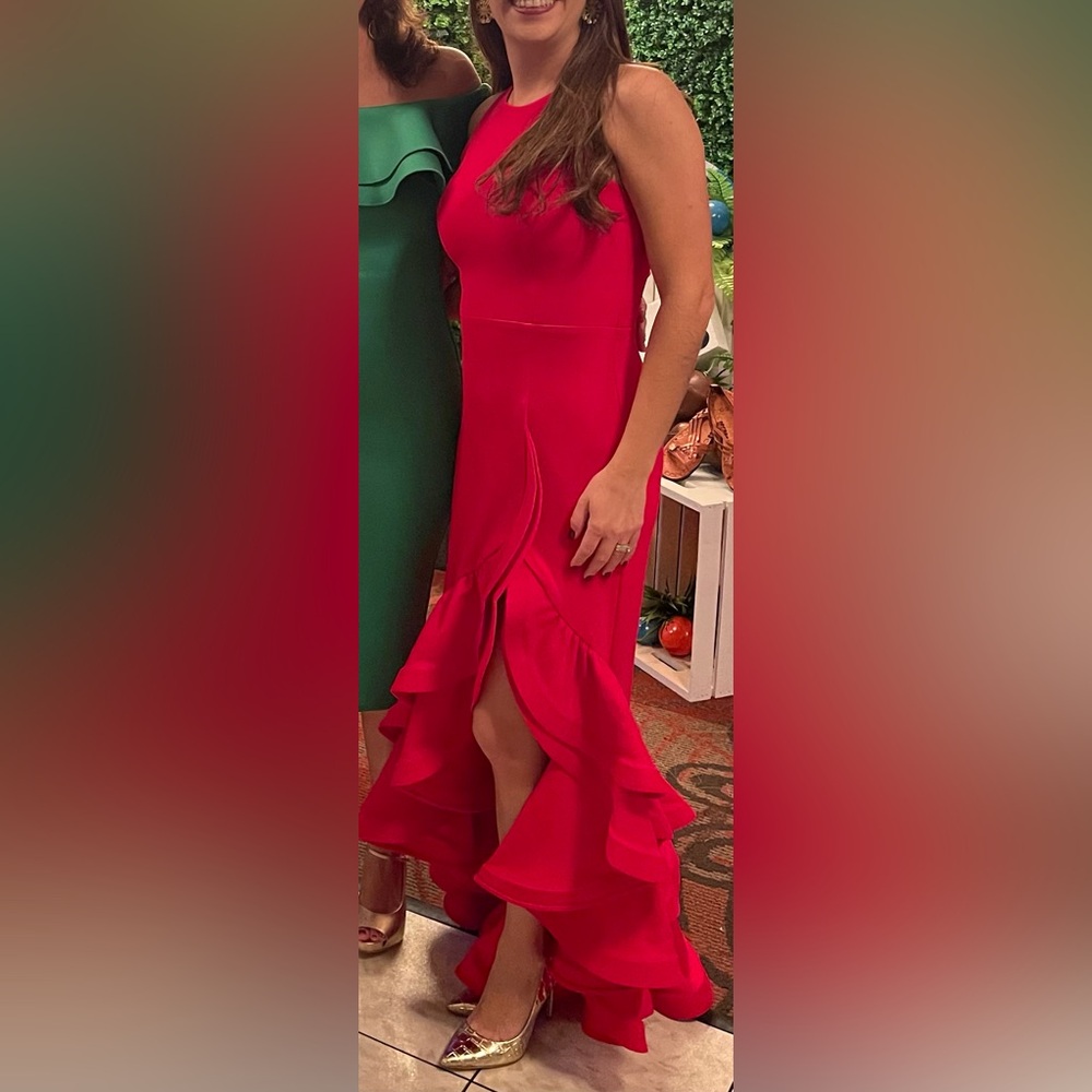 Elegant Red Ruffle Dress
